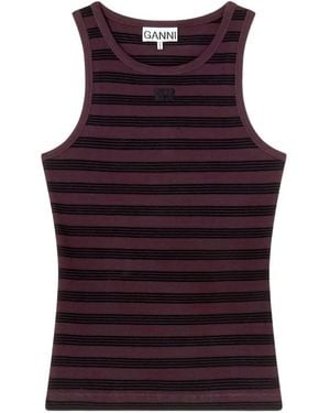 Ganni Chocolate Tank Top Stripes - Red