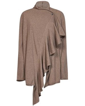 Uma Wang Ruffled Asymmetric Cardigan - Brown