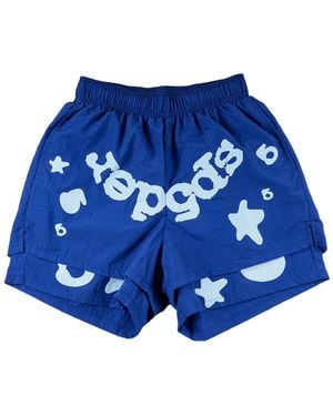 Sp5der Beluga Logo-Print Shorts - Blue