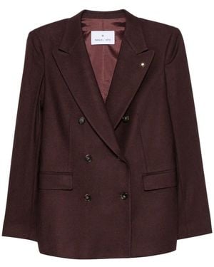 Manuel Ritz Double-Breasted Stretch-Wool Blazer - Brown