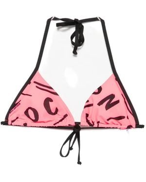 Moschino Logo-Print Triangle Bikini Top - Pink