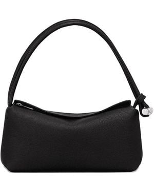 Longchamp Le Roseau Double-Handle Leather Shoulder Bag - Black