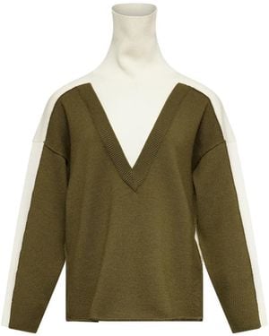 MM6 by Maison Margiela Colour-Block Roll-Neck Jumper - Green