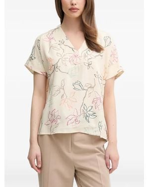 Mos Mosh Mmmargie Leavy V-Neck Blouse - Natural