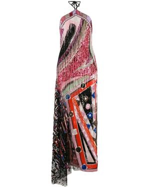 PUCCI Fringed Vivara Long Dress - Red