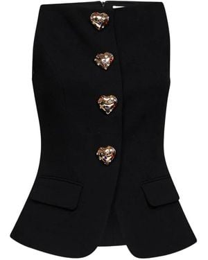 Self-Portrait Crystal-Embellished Peplum Top - Black
