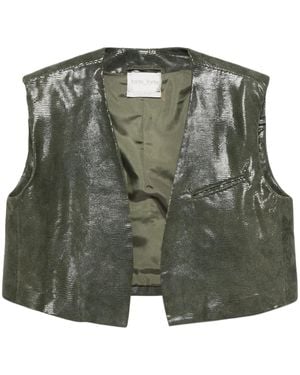 Forte Forte Snakeskin-Effect Leather Gilet - Green