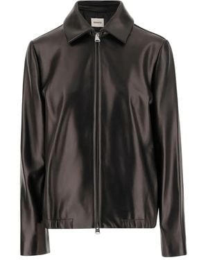 KHAITE Jackson Zip-Front Leather Jacket - Black