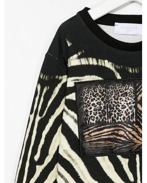 Roberto Cavalli Animal-Print Crewneck Sweatshirt - Black