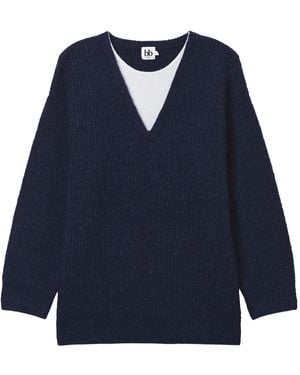 B+ AB Jersey Con Cuello En V - Azul