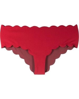 Marysia Swim Spring Scallop-Edge Bikini Bottoms - Red