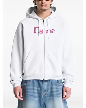 Dime Veins Logo-Embroidered Hoodie - White