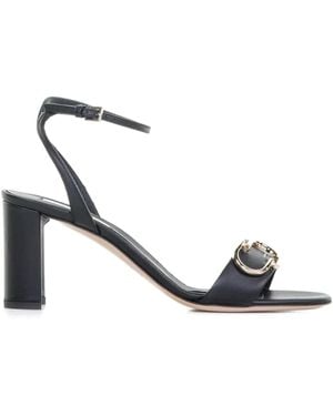 Ninalilou Buckle-Detail Block-Heel Sandals - Metallic