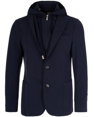 Eleventy Hooded Blazer - Blue
