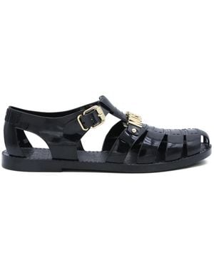 Moschino Logo Buckle Sandals - White