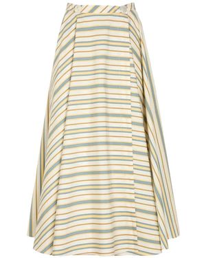 Thierry Colson Audrey Striped Button-Fastening Long Skirt - White