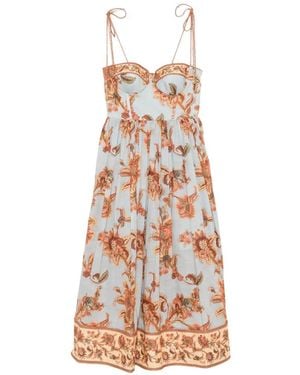 Zimmermann Aster Floral-Print Corset Midi Dress - White