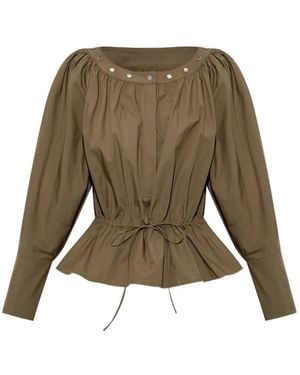 Tory Burch Stud-Embellished Peplum Top - Green