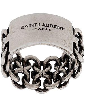 Saint Laurent Logo-engraved Oxidised Silver-tone Ring - Metallic