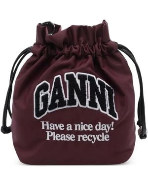 Ganni Beuteltasche Mit Logo-Patch - Rot