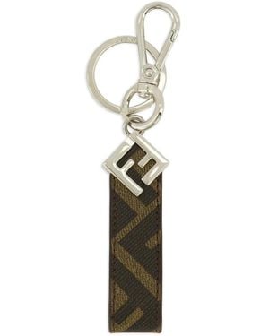 Fendi Schlüsselanhänger Mit Eckigem Logo - Weiß