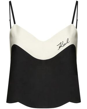KARL LAGERFELD Signature Scallop Beach Top - Black