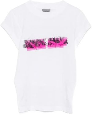 Balenciaga T-Shirt Messy Spray À Logo Imprimé Et Effet Usé - Green