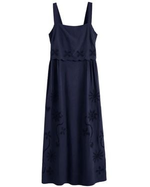 Chinti & Parker Broderie-Floral Midi Dress - Blue
