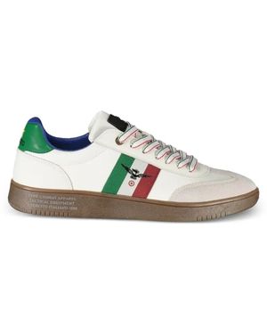 Esercito 1659 Italian Flag-Stripe Leather Trainers - White