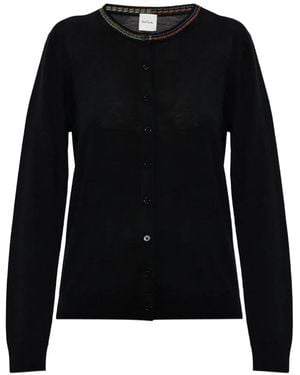 Paul Smith Button Multicoloured Trim Cardigan - Black