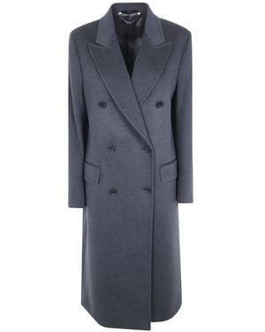 Paul Smith Dark Wool-Cashmere Double-Breasted Coat - Blue