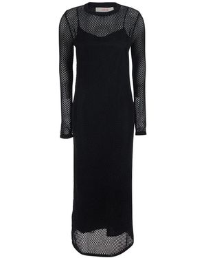 Jucca Midikleid Mit Mesh-Overlay - Schwarz