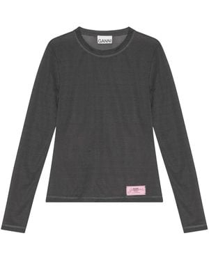 Ganni Long Sleeve T-Shirts - Gray