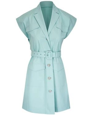 Antonelli Belted Button-Down Mini Shirt Dress - Blue
