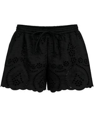 Natalie Martin Jasper Broderie-Anglaise Beach Shorts - Black
