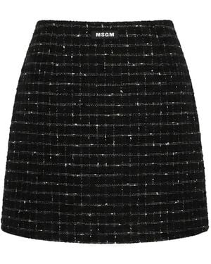 MSGM Check-Pattern Wrap Skirt - Black