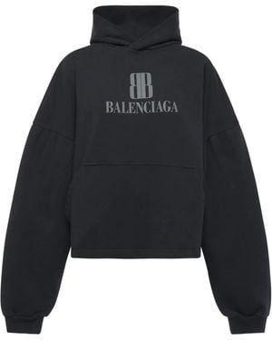 Balenciaga Hoodie En Coton À Plaque Logo - Noir