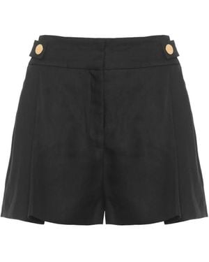 Elisabetta Franchi Button-Detail Pleated Shorts - Black