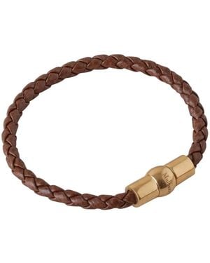 Mulberry Iris Woven Leather Bracelet - Brown