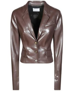 ANDAMANE Zefira Faux-Leather Blazer - Brown