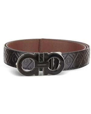 Ferragamo Ceinture Réversible À Boucle Gancini - Gray