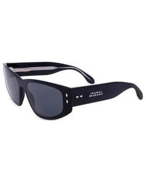 Isabel Marant Logo-Print Rectangle-Frame Sunglasses - Blue