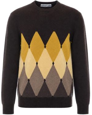 Ballantyne Argyle-Pattern Crew-Neck Sweater - Black