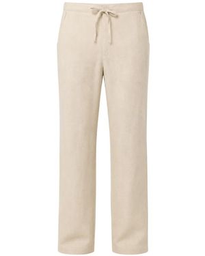 120% Lino Drawstring-Waist Straight-Leg Pants - Natural