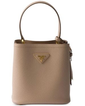 Prada Panier Mini Saffiano Leather Bag - Natural