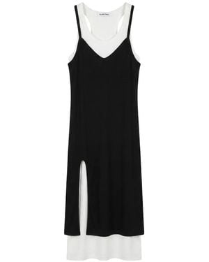 ALAINPAUL Layered Side-Slit Midi Dress - Black