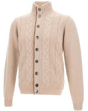 Della Ciana Cardigan mit Zopfmuster - Natur