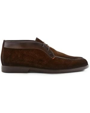 Santoni Suede-Leather Panels Ankle Boots - Brown