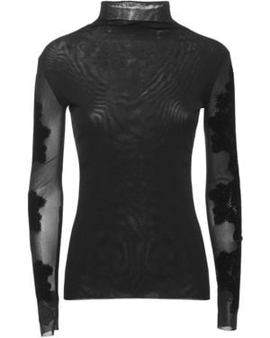 D.exterior Haut À Col Roulé Et Empiècement En Dentelle - Black