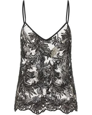 Le twins Top tipo alba con aplique de lentejuelas - Negro